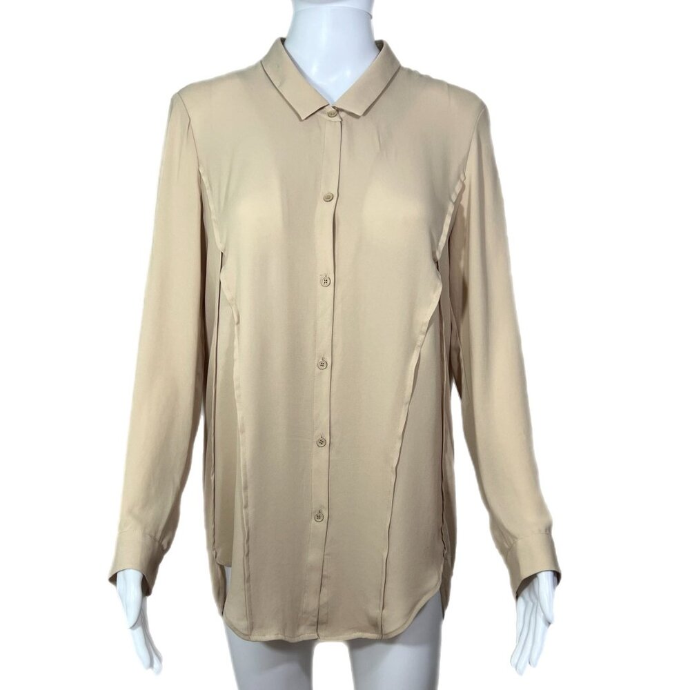 PRE-OWNED - The Kooples Beige Collared Button Down Shirt Size Small